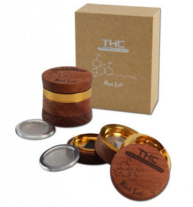 GRINDER THC LEGNO METALLO BLACK LEAF