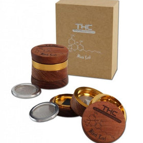 GRINDER THC LEGNO METALLO BLACK LEAF