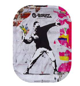 Vassoio in metallo 18x14 cm. G-Rollz Banksy Fiore