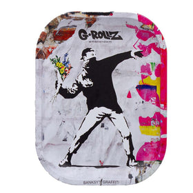 Vassoio in metallo 18x14 cm. G-Rollz Banksy Fiore