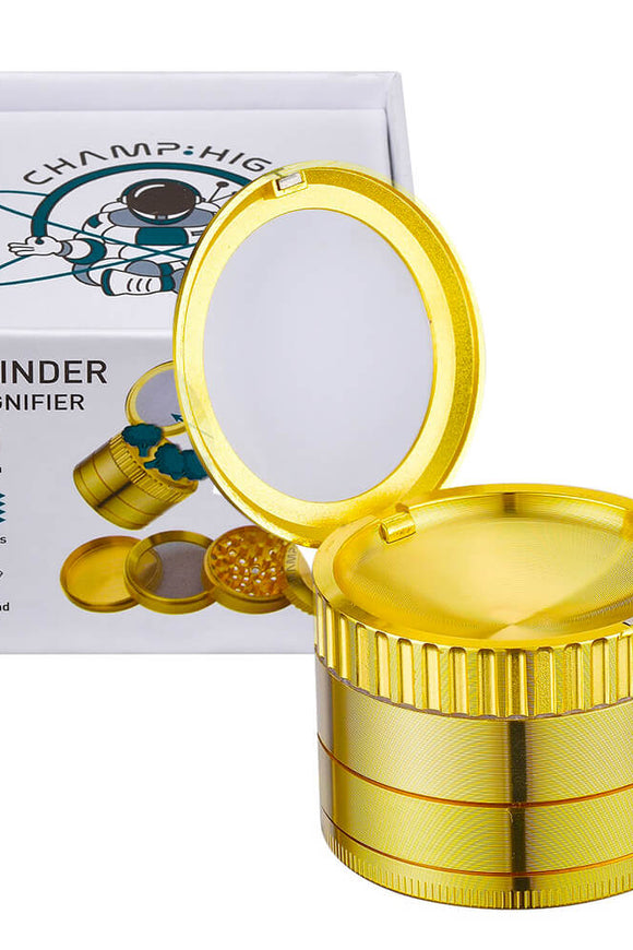 GRINDER 4 PARTI POLLINATOR CONCAVO CON LENTE D'INGRANDIMENTO