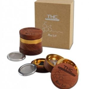 GRINDER THC LEGNO METALLO BLACK LEAF